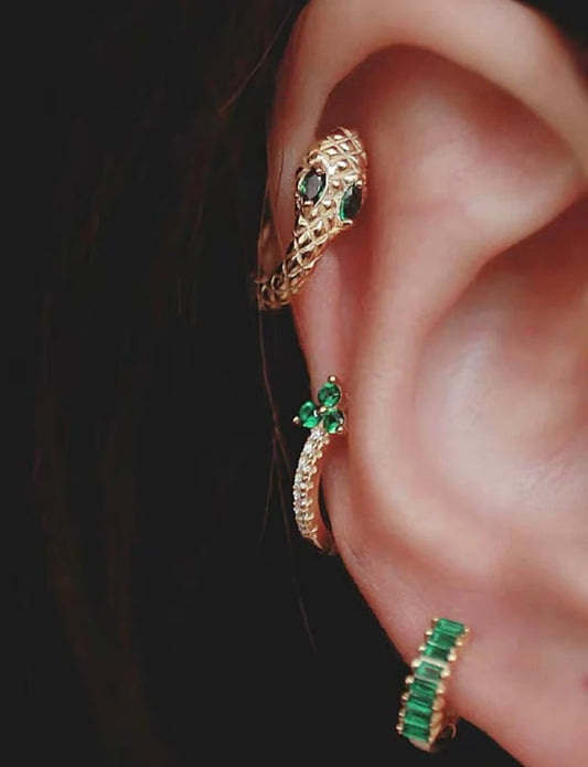 3 Pcs Snake Rhinestone Earrings