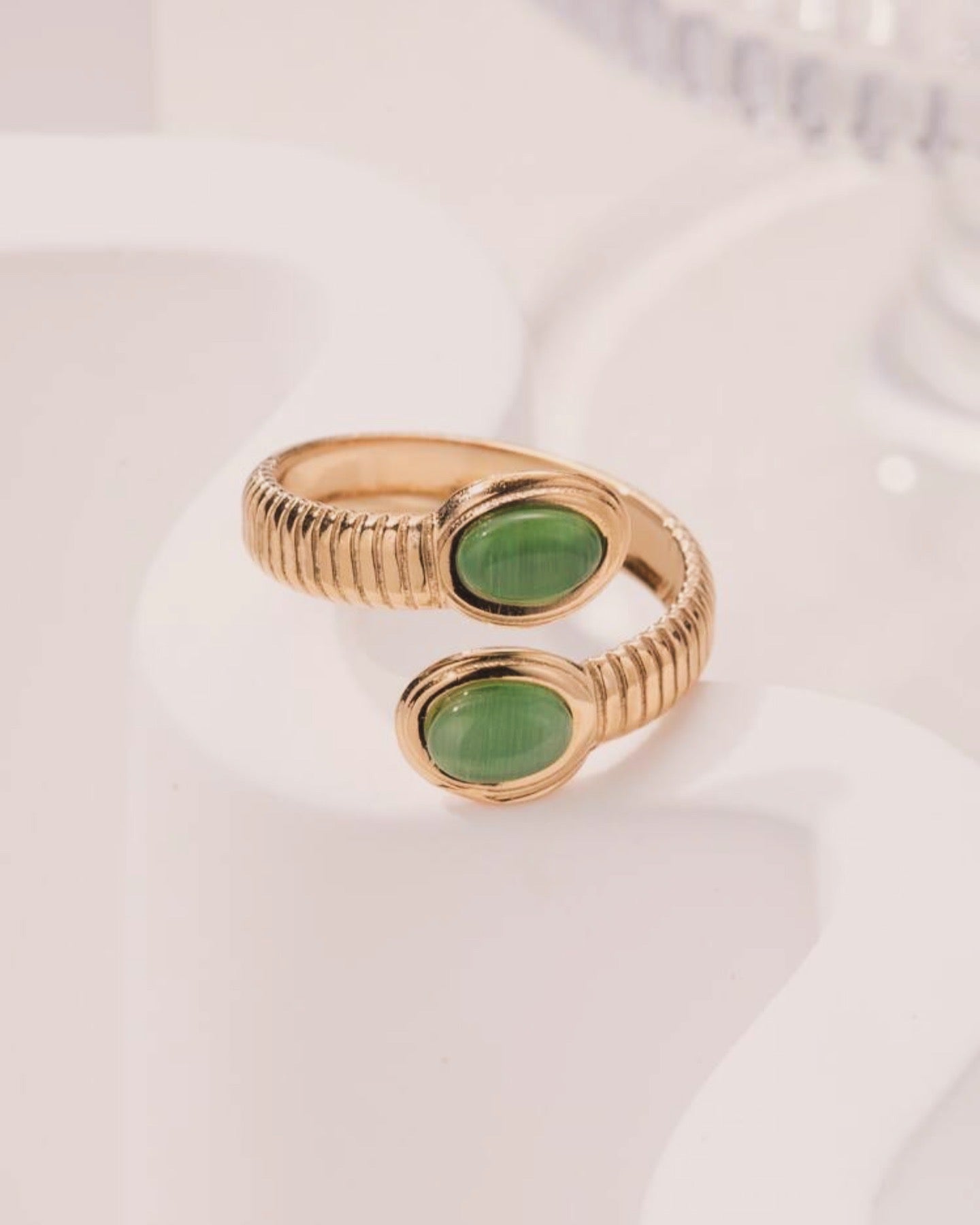 Snake Double Green Stone Ring