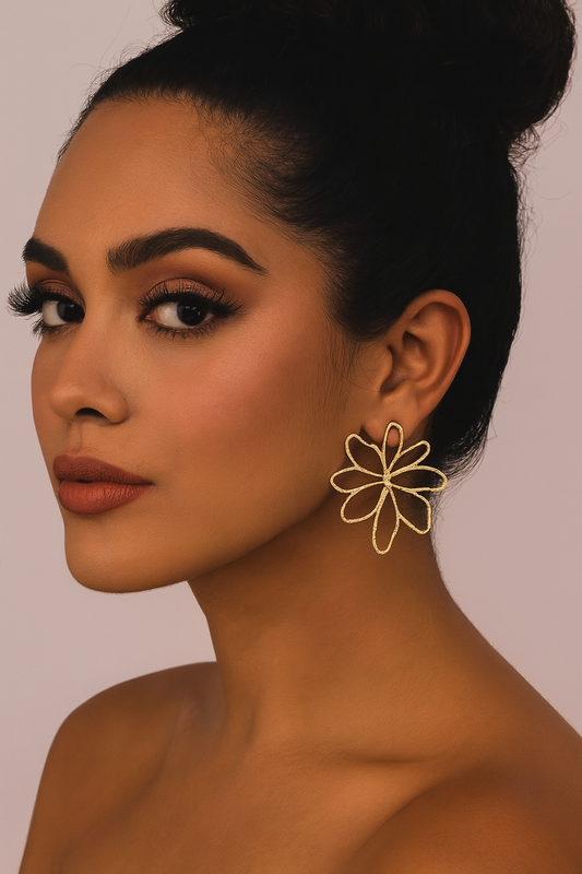 Flowery Golden Earrings