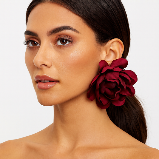 Burgundy Flowery Earrings