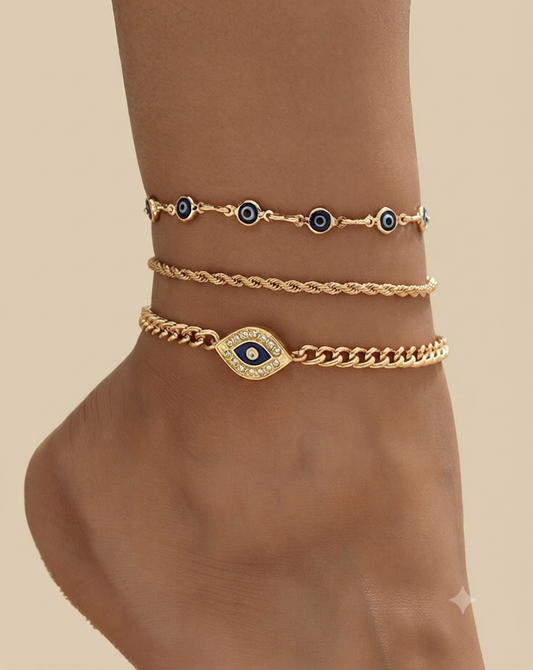 Evil Eye Anklet Set