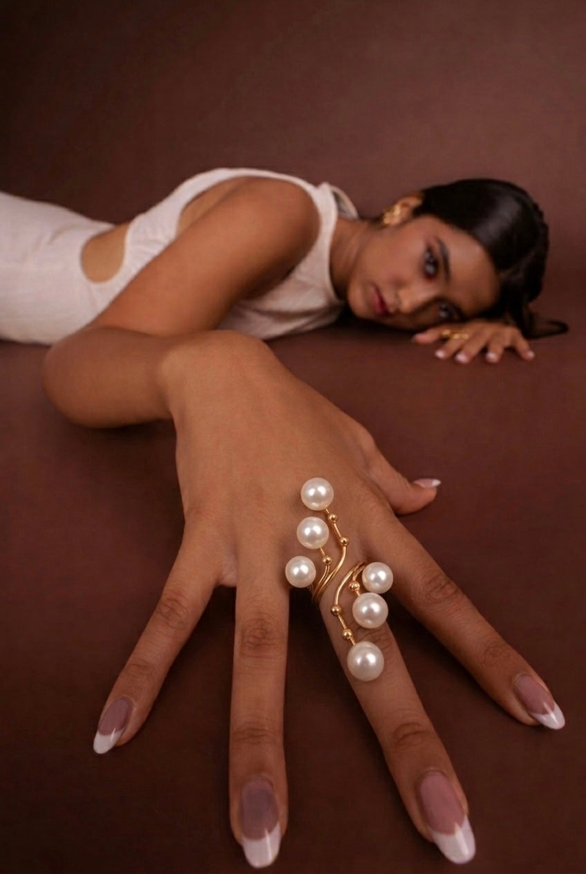 Elegant Pearl Wrap Ring