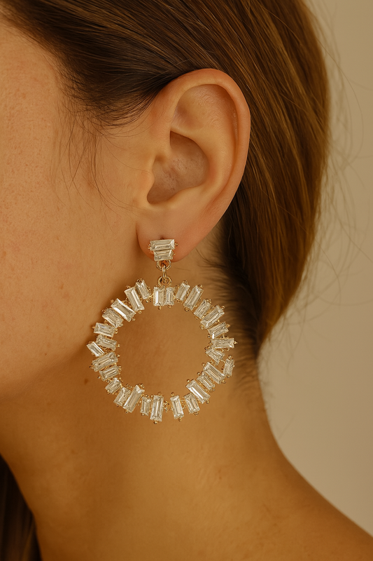 Shiny Stone Dangle Earrings