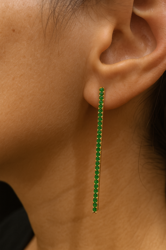 Green Straight Earrings