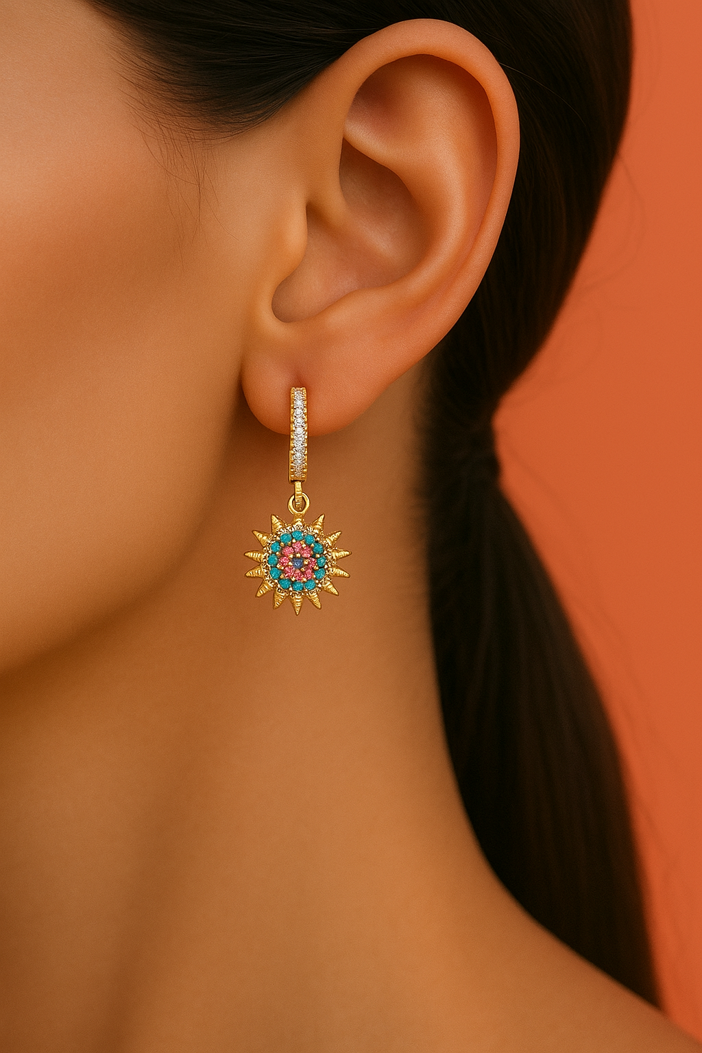 Sun Flower Shiny Colourful Earrings