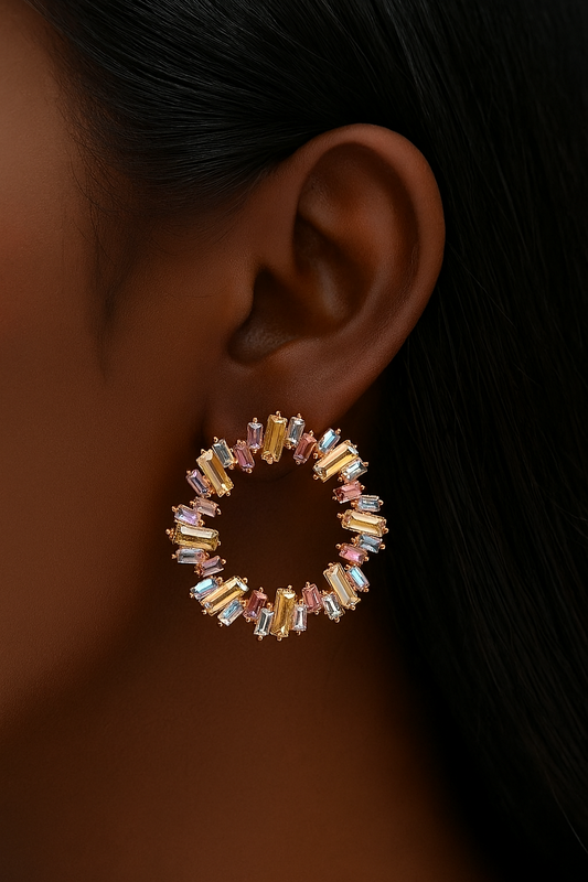 Multicolour Lily Round Earrings
